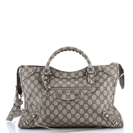 x Balenciaga The Hacker Project Neo Classic City Bag GG Coated Canvas Medium
