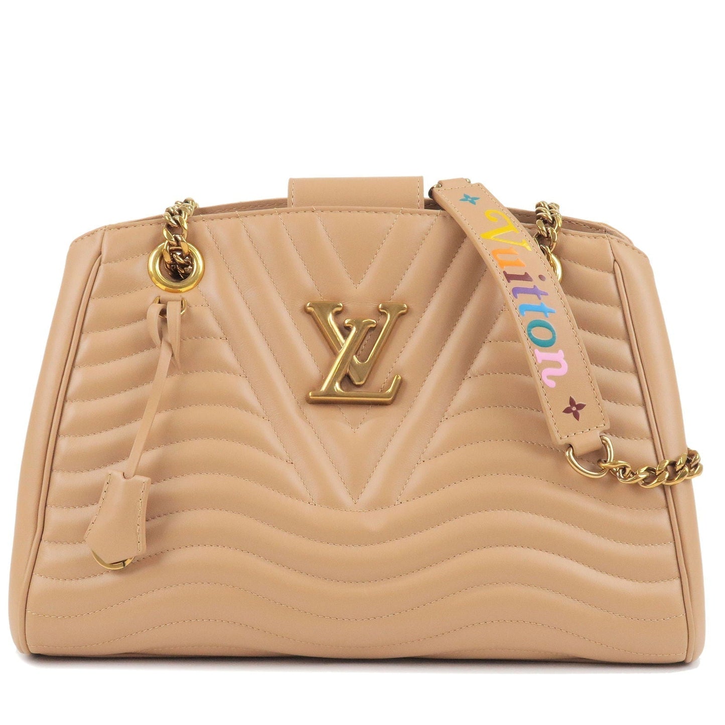 Louis Vuitton Wave Chain Tote Bag Shoulder Bag Beige M53900