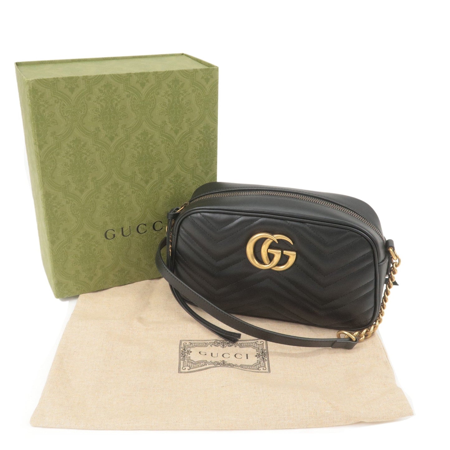 GUCCI GG Marmont Leather Small CrossBody Bag Black 447632