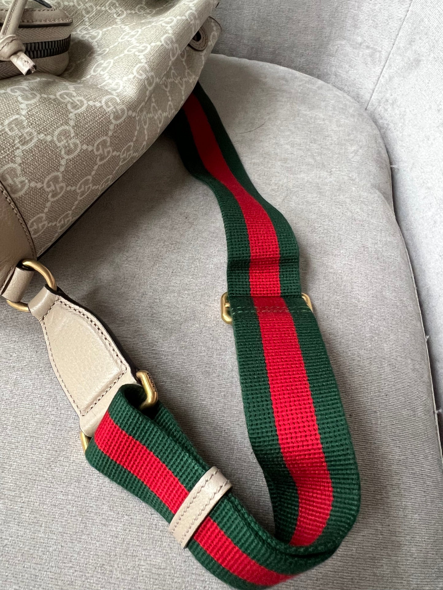 Gucci Beige and White Supreme Canvas Backpack