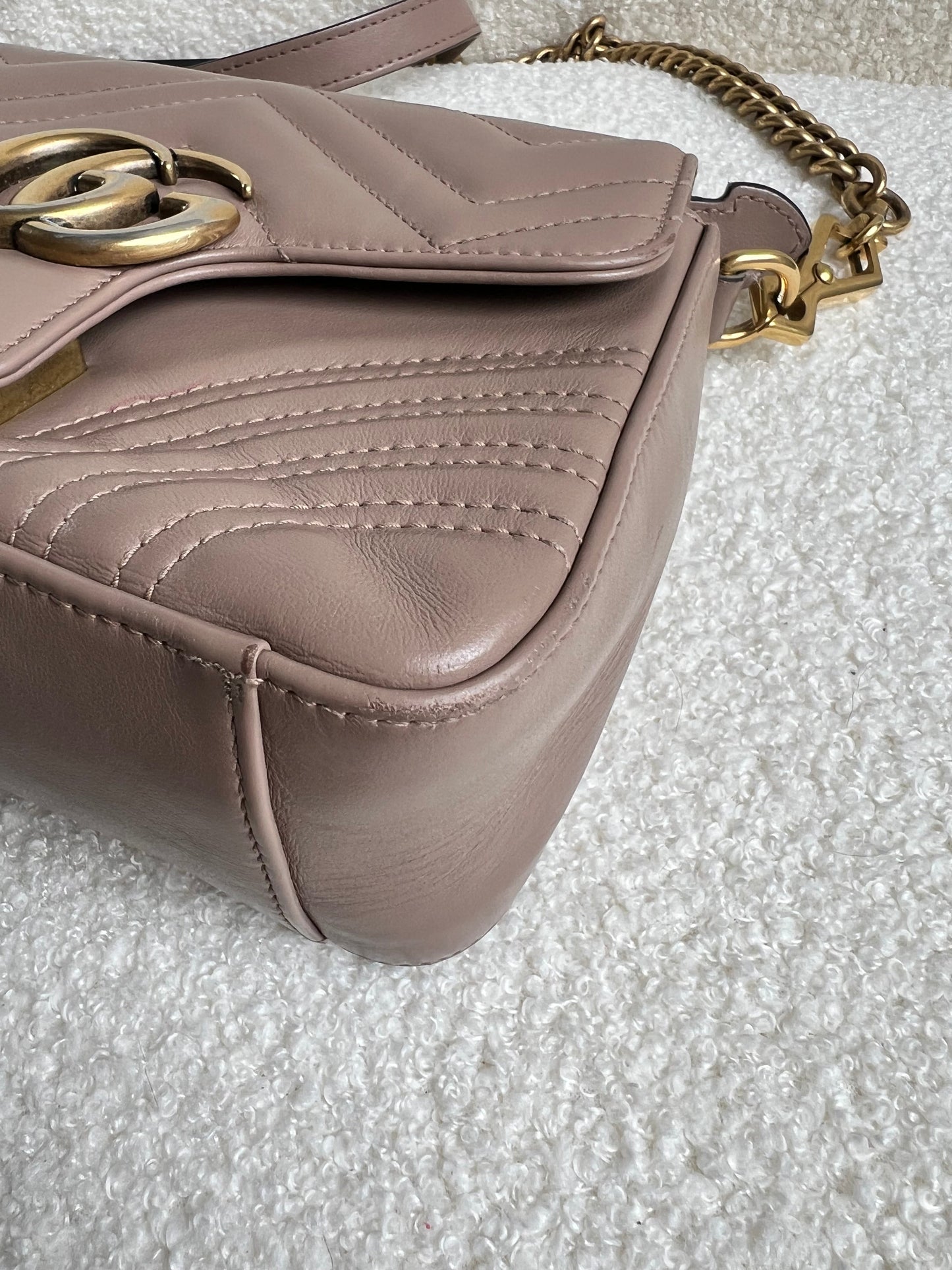 Gucci GG Dusty Pink Marmont Mini Top Handle Bag