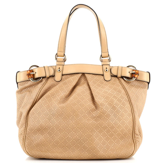 Belted Bamboo Tote Diamante Canvas with Leather Medium