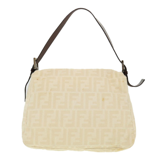 FENDI Zucca Canvas Mamma Baguette Shoulder Bag Cream 2119 26325 009 Auth 38788