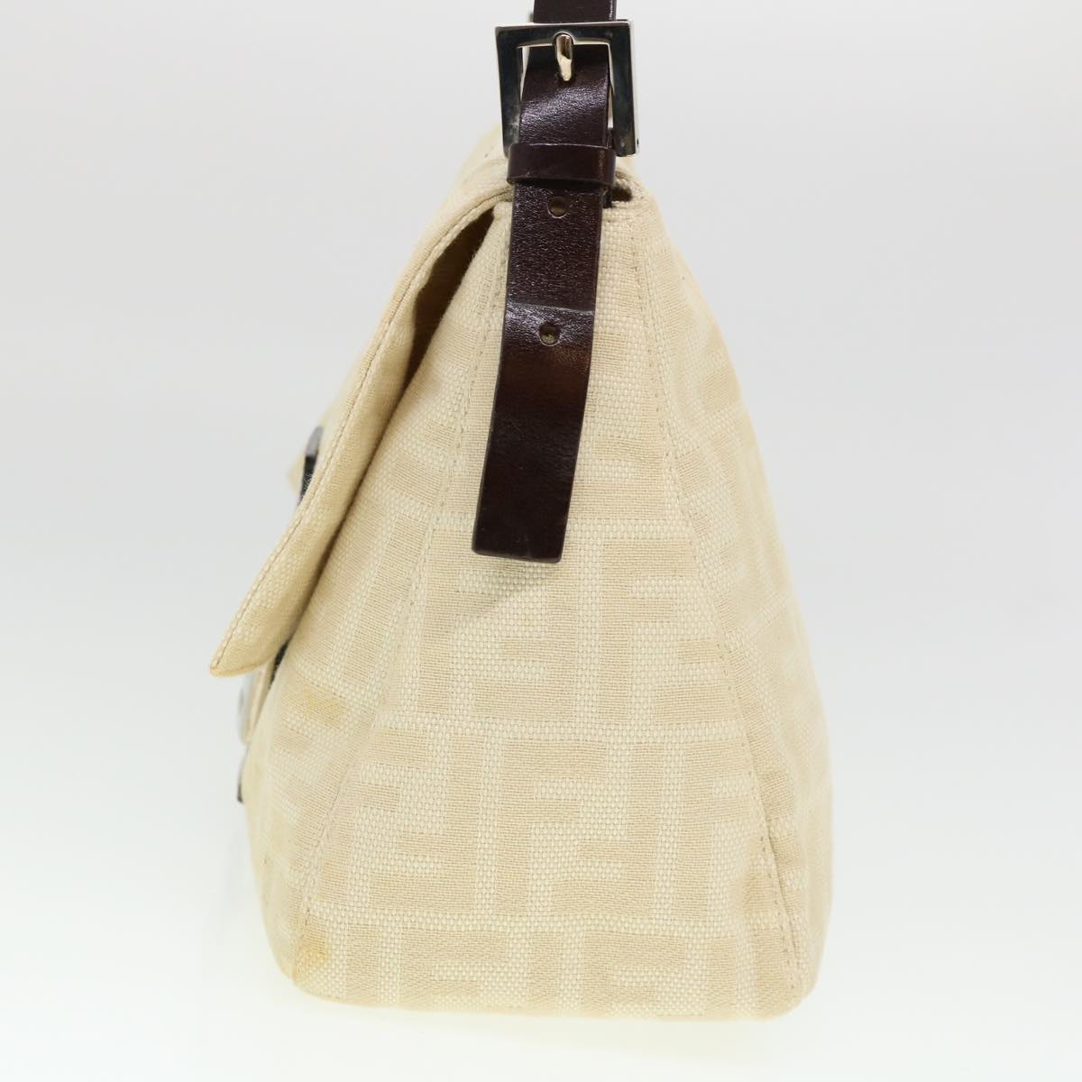 FENDI Zucca Canvas Mamma Baguette Shoulder Bag Cream 2119 26325 009  38788