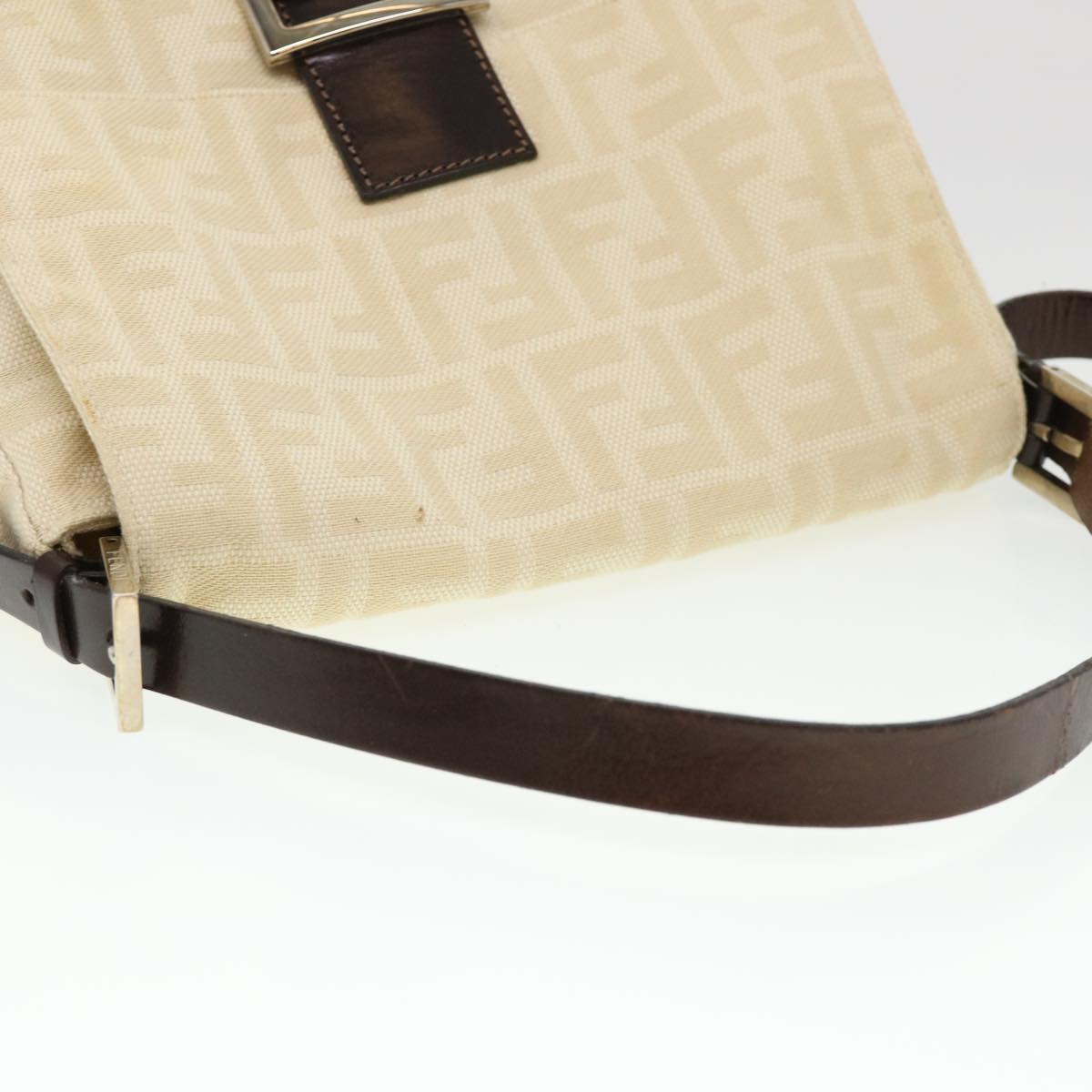 FENDI Zucca Canvas Mamma Baguette Shoulder Bag Cream 2119 26325 009  38788