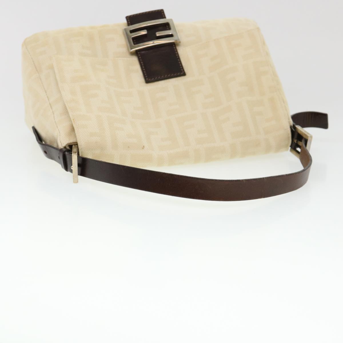 FENDI Zucca Canvas Mamma Baguette Shoulder Bag Cream 2119 26325 009  38788