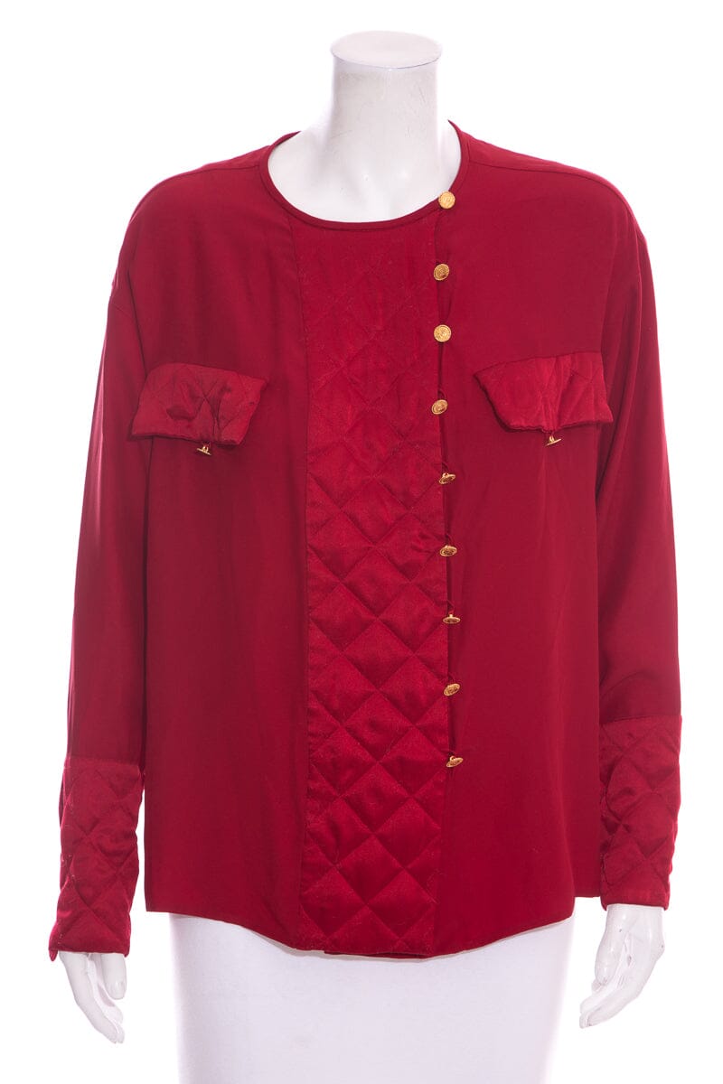 Vintage Chanel Red Quilted Blouse SZ N/A