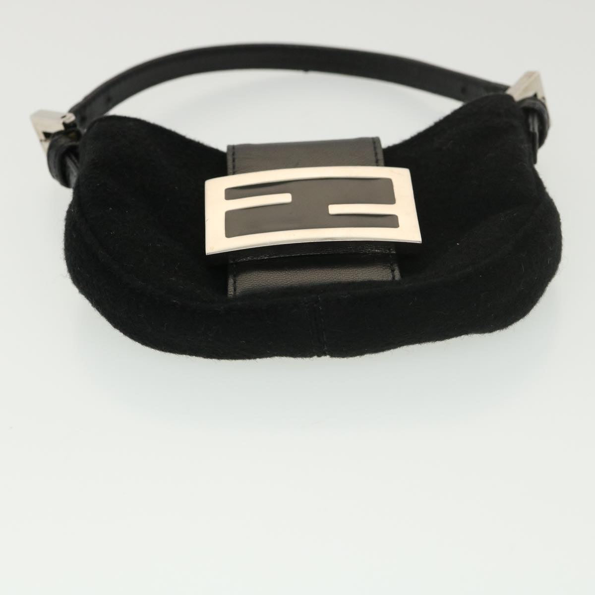 FENDI Mini Mamma Baguette Shoulder Bag Wool Black  39065