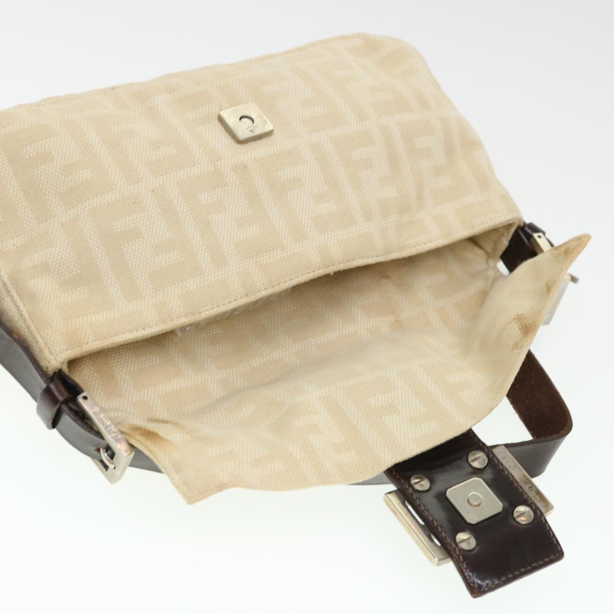 FENDI Zucca Canvas Mamma Baguette Shoulder Bag Beige 33492 26424 008  39285