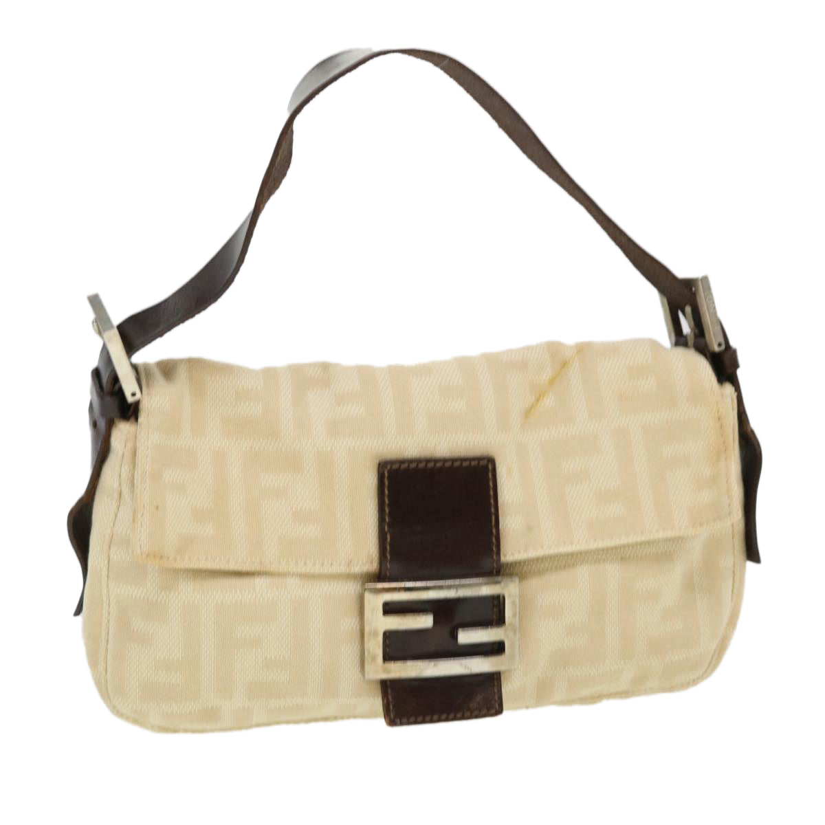 FENDI Zucca Canvas Mamma Baguette Shoulder Bag Beige 33492 26424 008  39285