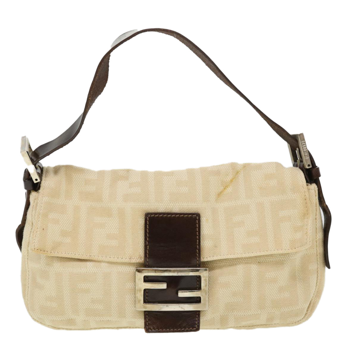 FENDI Zucca Canvas Mamma Baguette Shoulder Bag Beige 33492 26424 008  39285