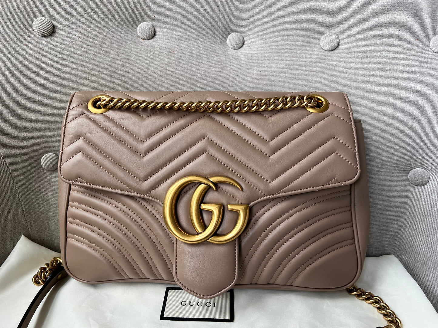 Gucci GG Dusty Pink Marmont Medium Shoulder Bag