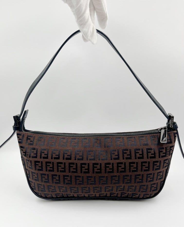 Vintage Fendi Pochette Bag in Brown Zucca Canvas