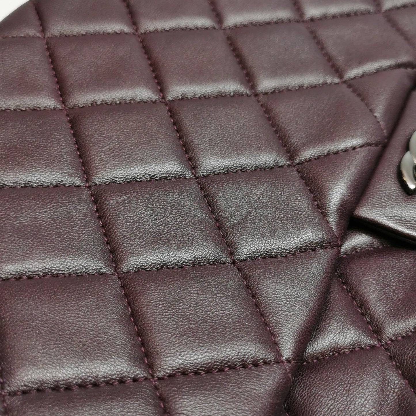 Chanel Envelope Clutch Shoulder Bag Burgundy Wine Lambskin Leather Silver Hardware