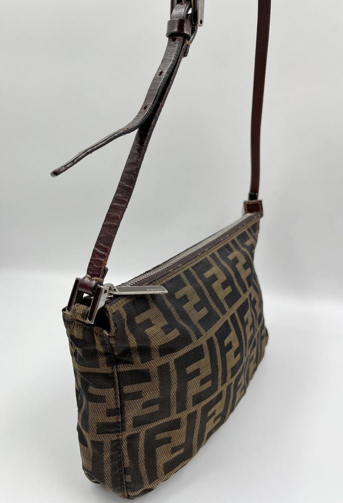 Vintage Fendi Shoulder Bag in Brown Zucca Canvas