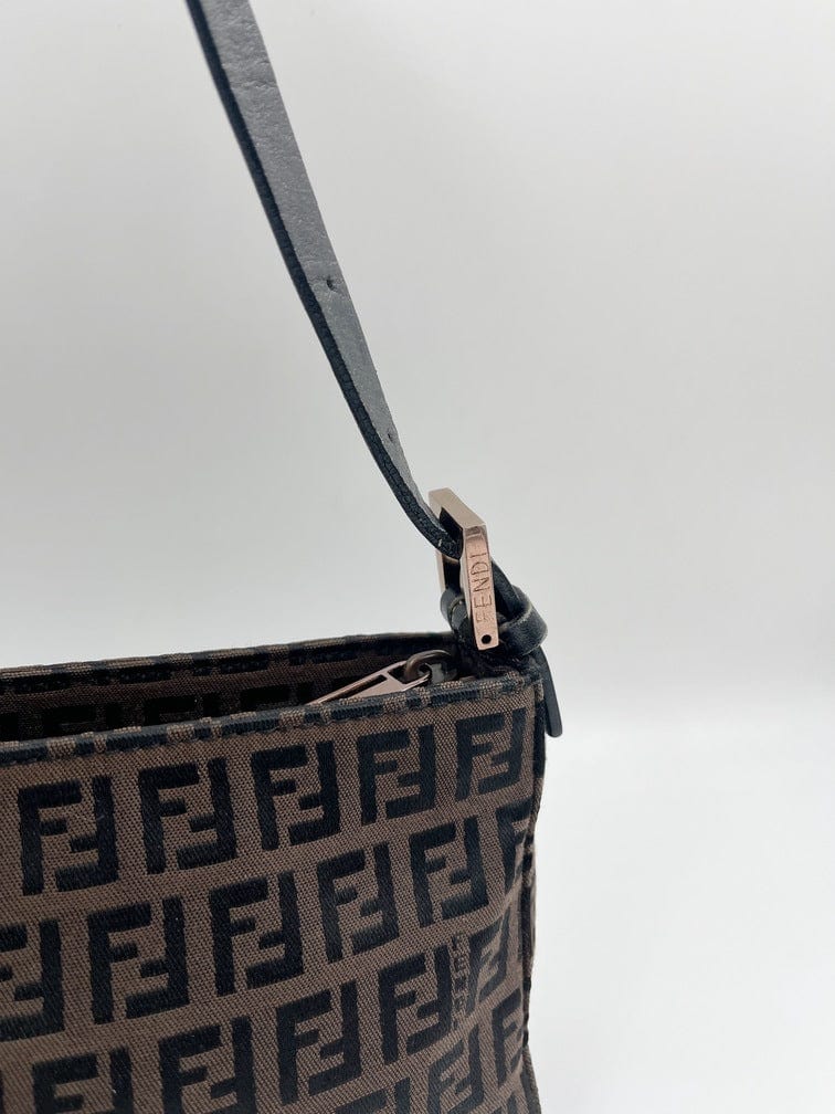 Vintage Fendi Pochette Bag in Brown Zucchino Canvas