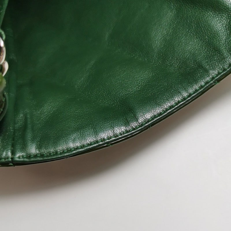 Chanel Envelope Clutch with Chains Shoulder Bag Dark Green Patent Leather