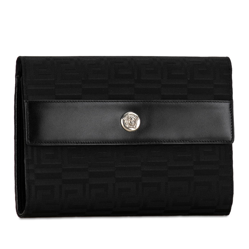 Versace Vintage Meducer Gucca Double Fold Wallet Black Canvas Leather  Versace  Vintage Meducer Gucci