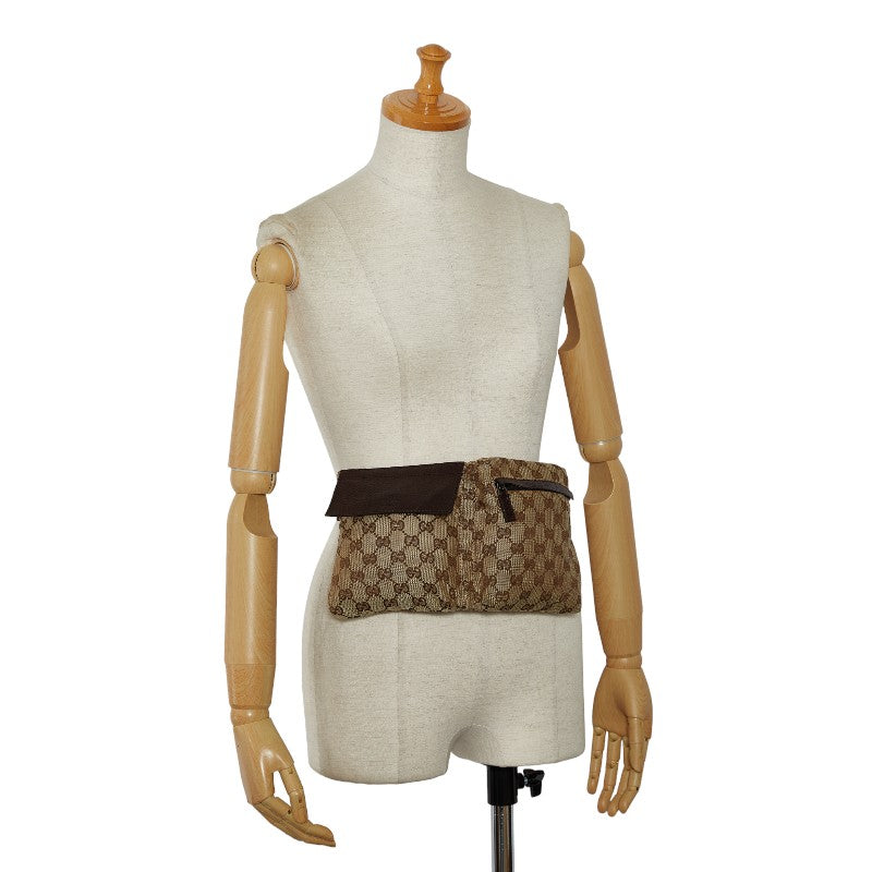 Gucci GG Canvas Body Bag Waist Bag 28566 Beige Brown Canvas Leather  Gucci