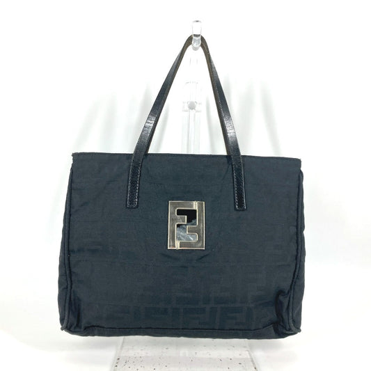 FENDI Tote Bag Nylon, Leather black vintage Zucca Women Used