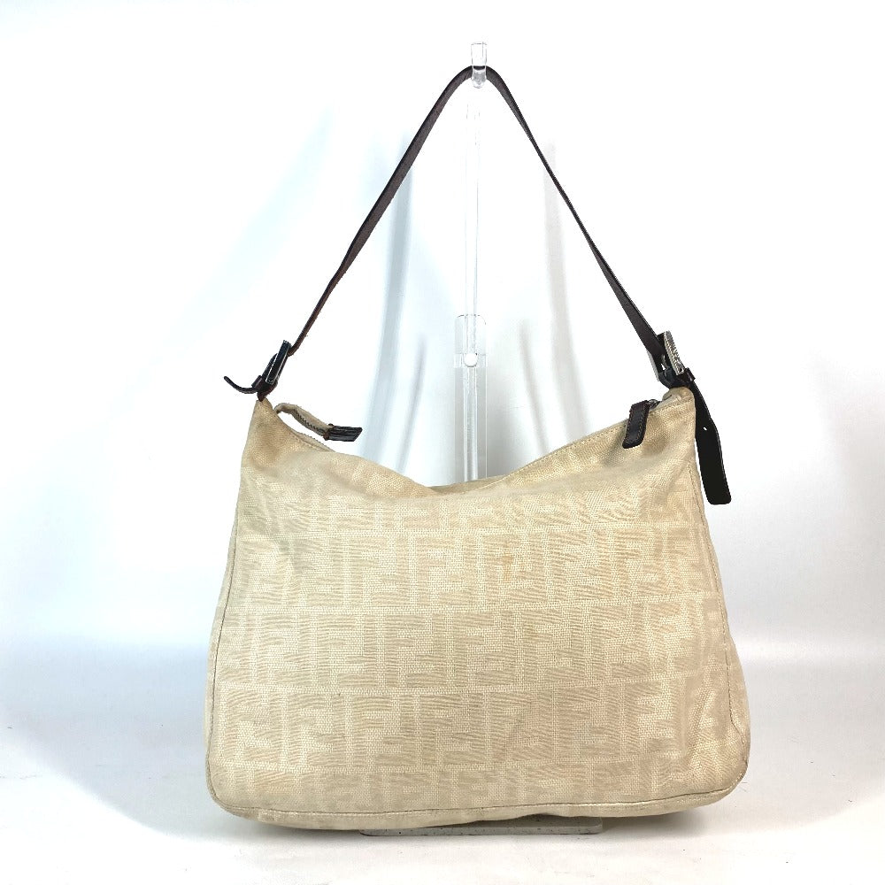 FENDI Shoulder Bag Canvas / leather beige Zucca Mamma Bucket