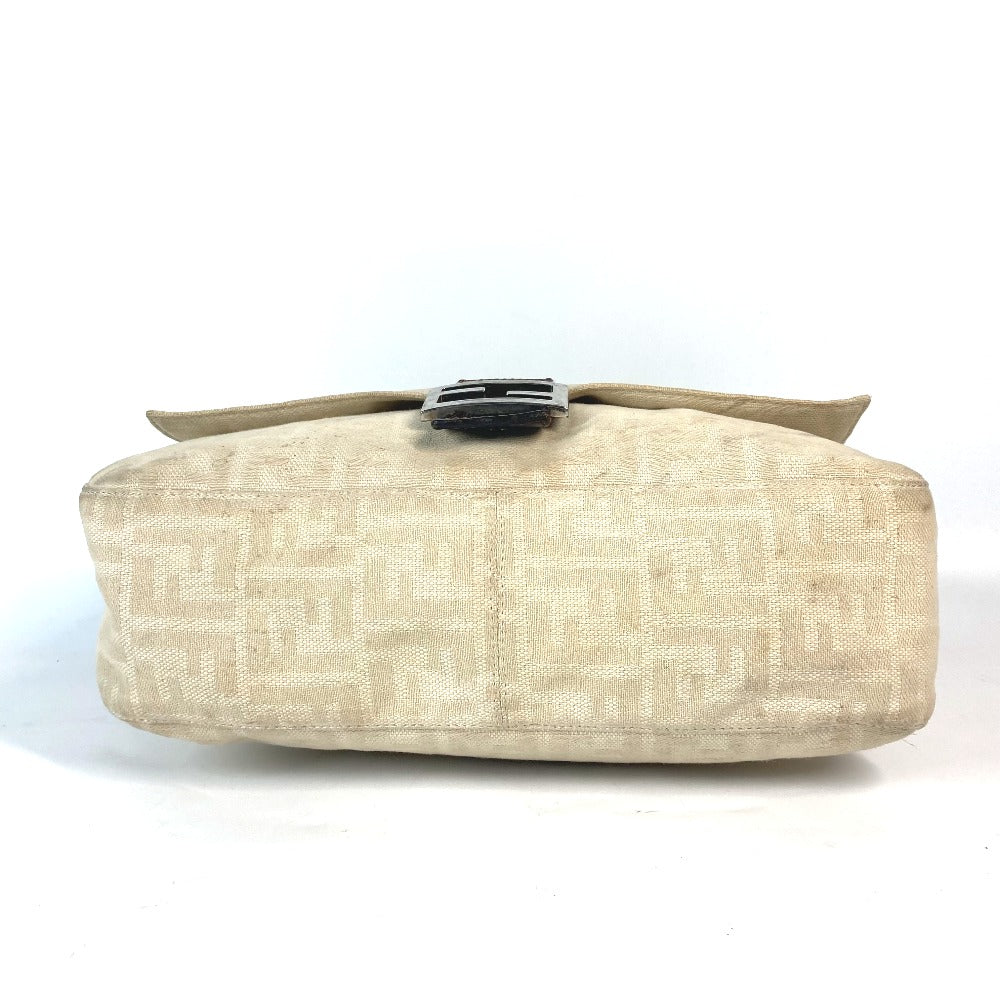 FENDI Shoulder Bag Canvas / leather beige Zucca Mamma Bucket