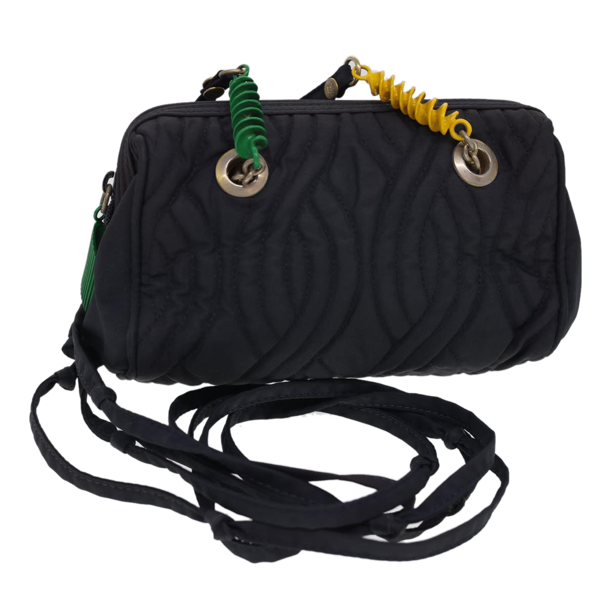 FENDI Shoulder Bag Nylon Black Multicolor  40084