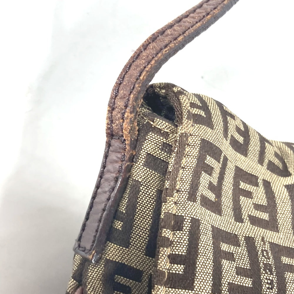 FENDI Shoulder Bag Canvas / leather Brown Zucchino