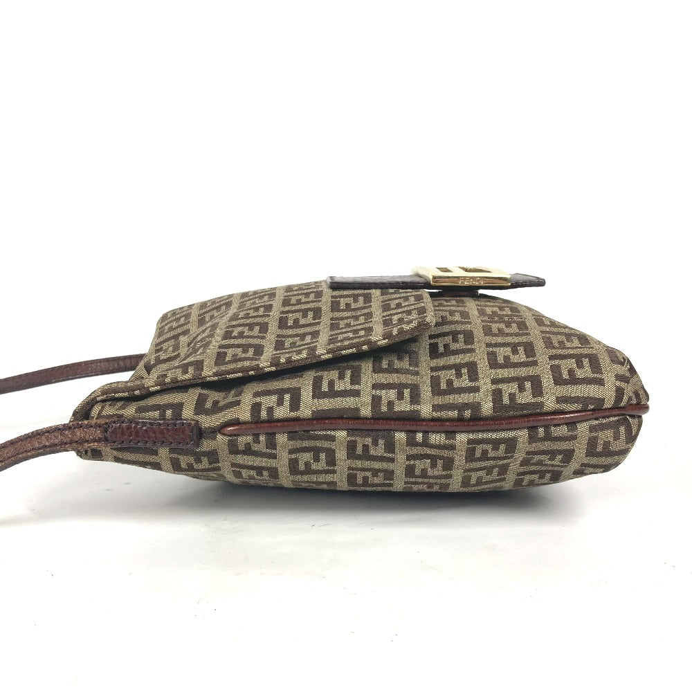 FENDI Shoulder Bag Canvas / leather Brown Zucchino