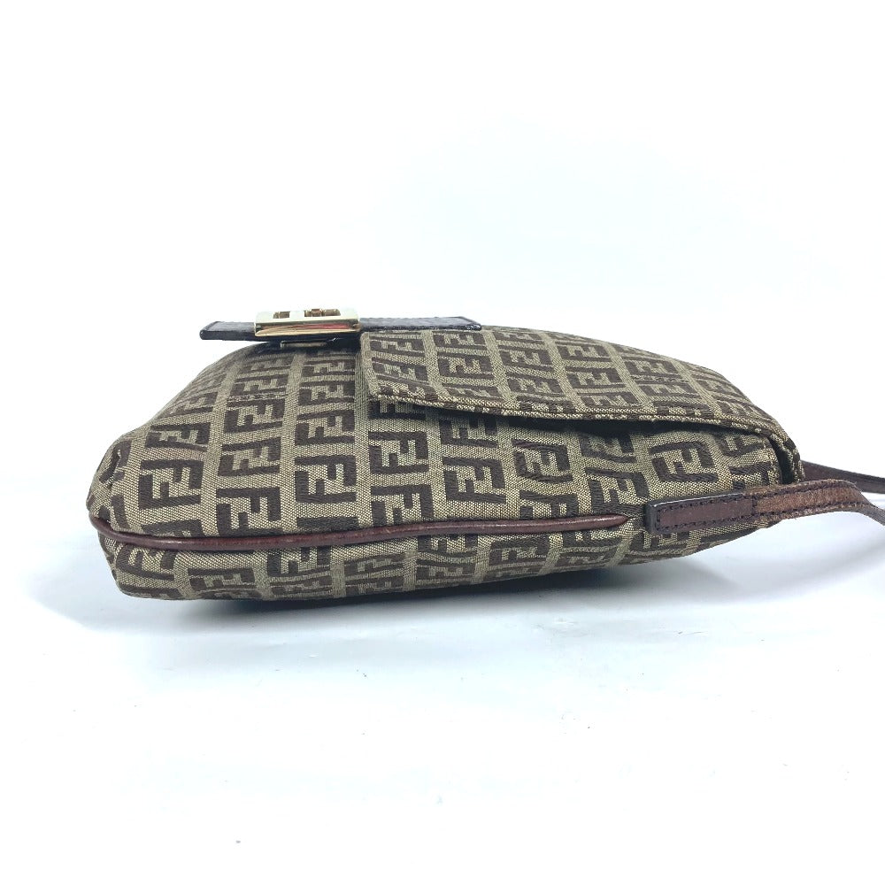 FENDI Shoulder Bag Canvas / leather Brown Zucchino