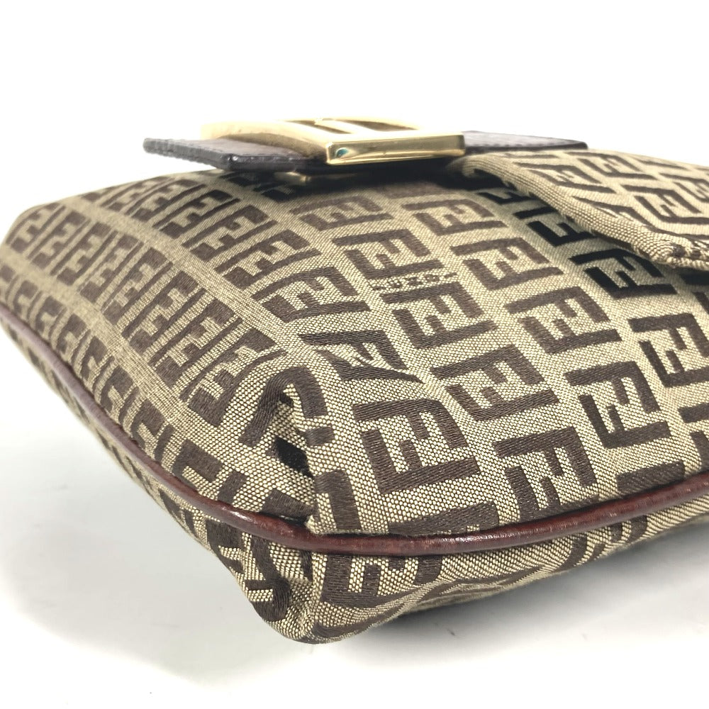 FENDI Shoulder Bag Canvas / leather Brown Zucchino