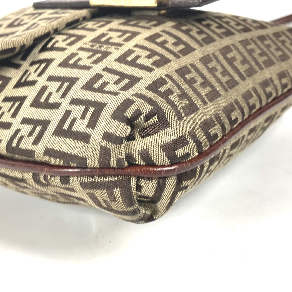 FENDI Shoulder Bag Canvas / leather Brown Zucchino