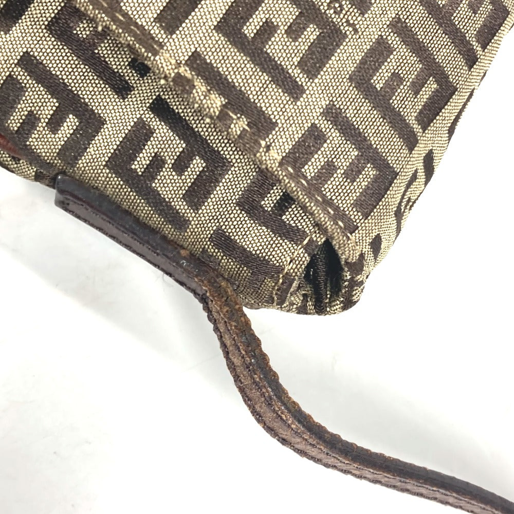 FENDI Shoulder Bag Canvas / leather Brown Zucchino