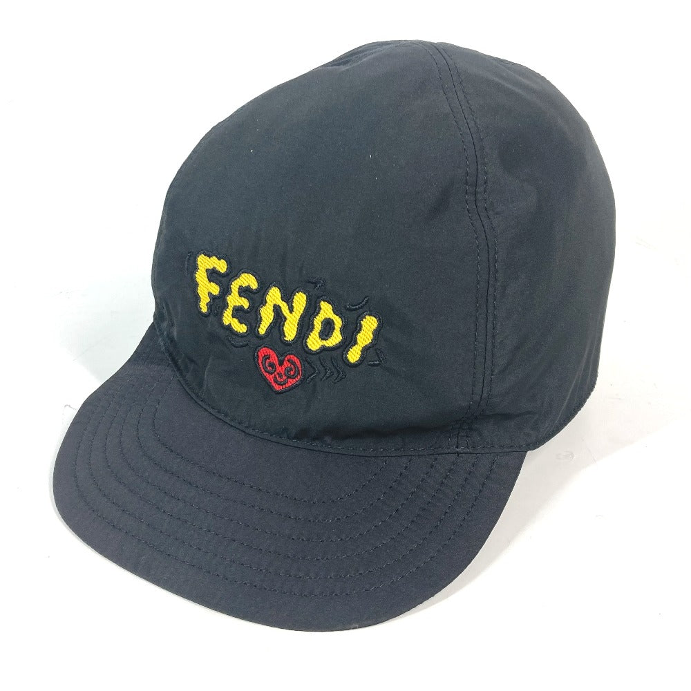 FENDI cap Nylon black Mr.doodle Collaboration Mr.doodle logo heart