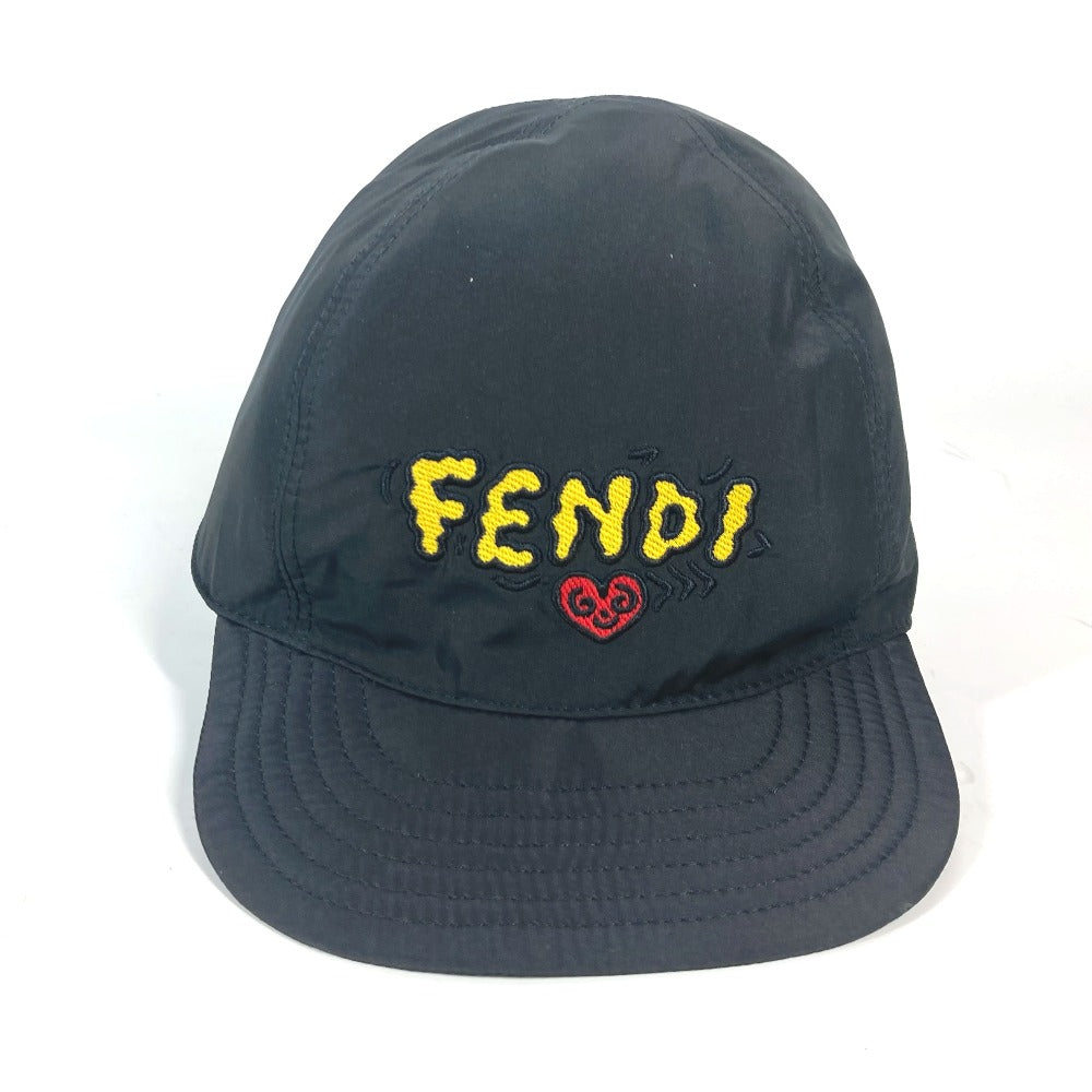 FENDI cap Nylon black Mr.doodle Collaboration Mr.doodle logo heart
