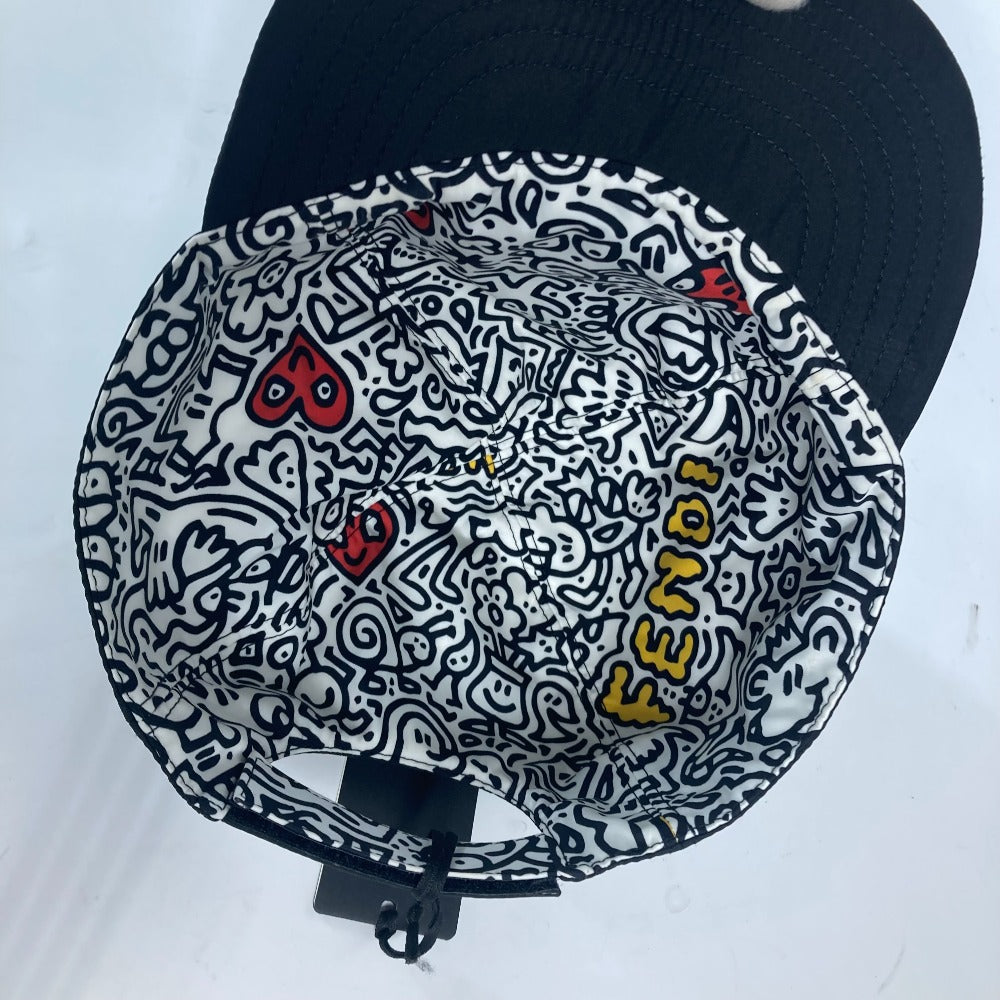 FENDI cap Nylon black Mr.doodle Collaboration Mr.doodle logo heart