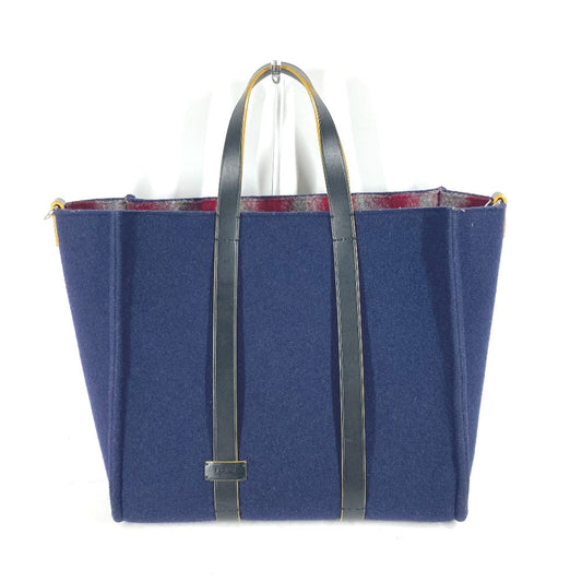 FENDI Tote Bag 7VA390 wool Navy Shoulder Tote mens Used