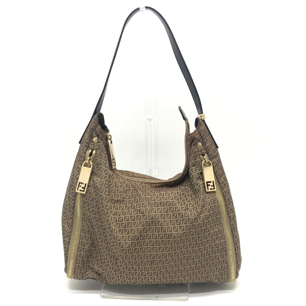 FENDI Shoulder Bag 8BR633 canvas beige Zucca Pattern