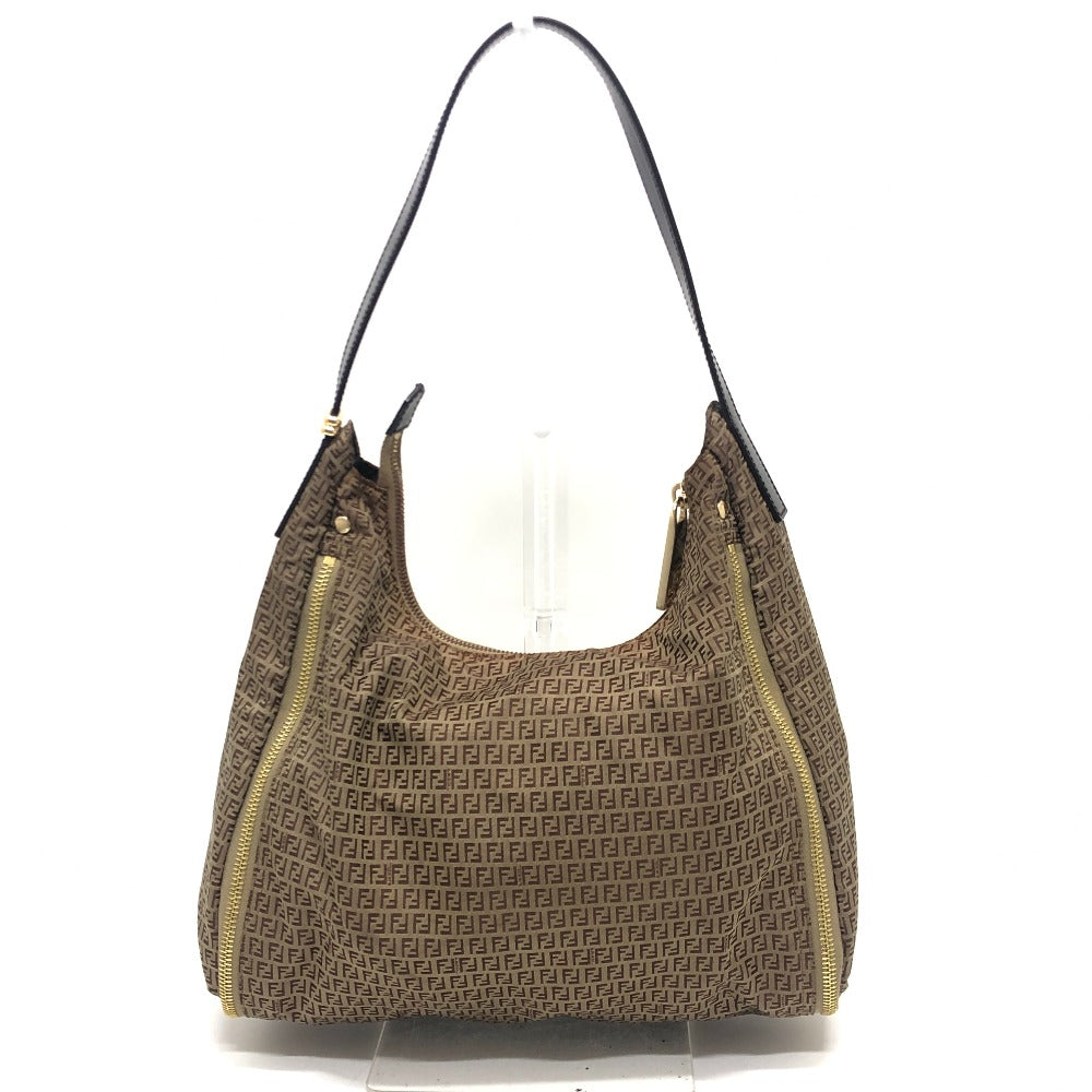 FENDI Shoulder Bag 8BR633 canvas beige Zucca Pattern