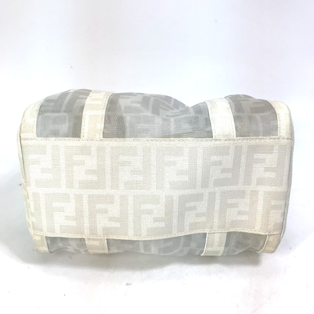 FENDI Boston Duffel bag leather white handbag bag Zucca mesh Women Used