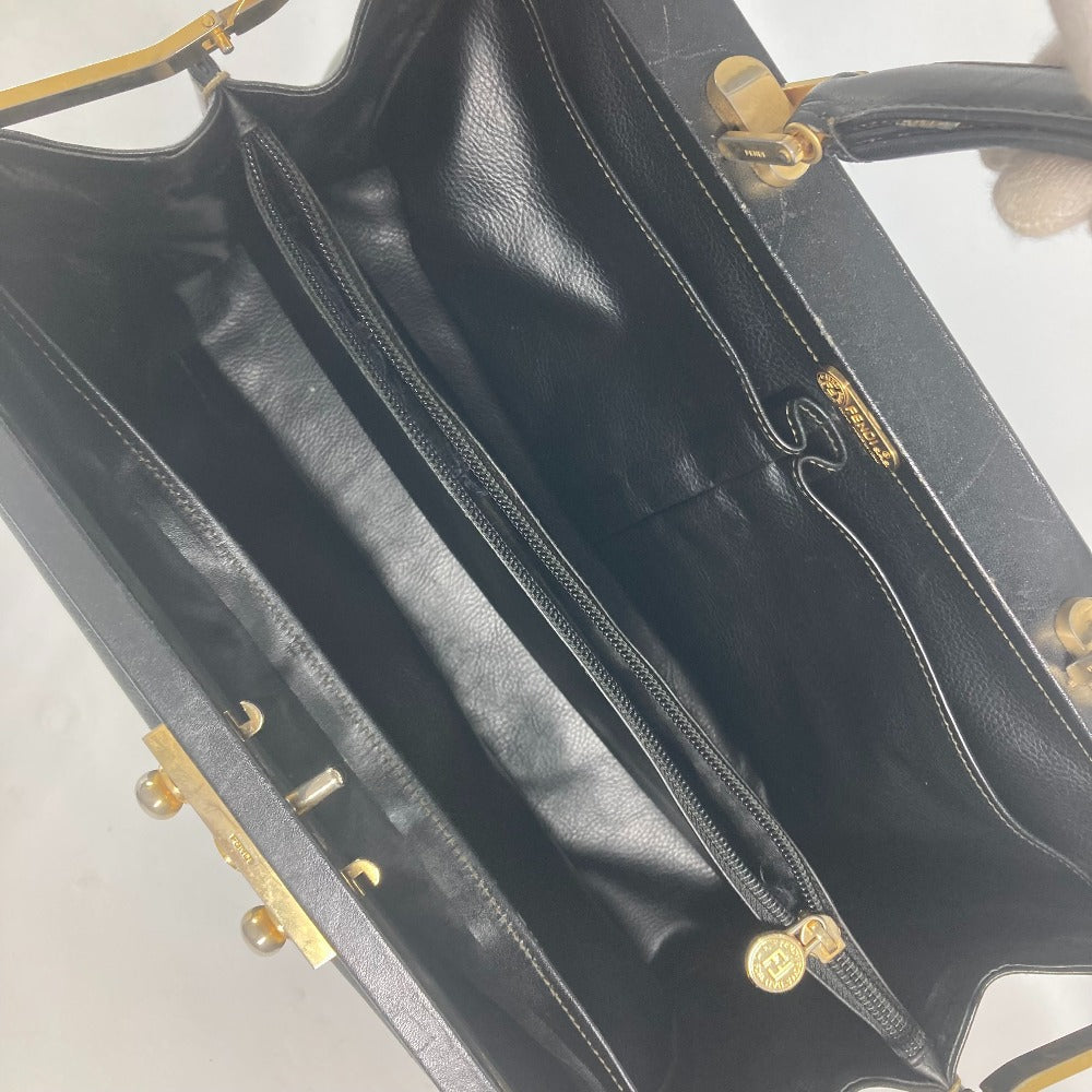 FENDI Handbag Leather / PVC black vintage Doctor Bag Pecan Women Used