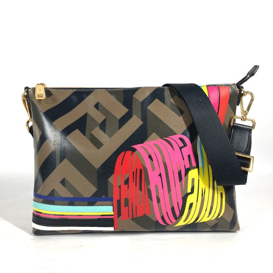 FENDI Shoulder Bag 7VA470 PVC Brown Multicolor logo Women Used