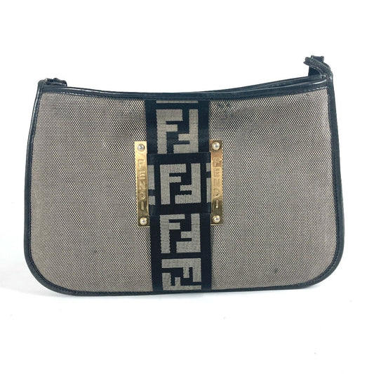 FENDI Shoulder Bag Canvas / leather gray Crossbody logo