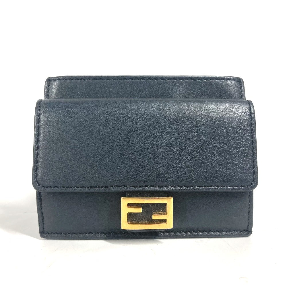 FENDI Card Case 8M0423 leather black name card holder Baguette Card Case Women Used