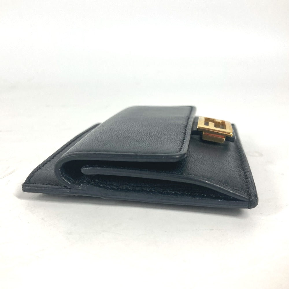 FENDI Card Case 8M0423 leather black name card holder Baguette Card Case Women Used