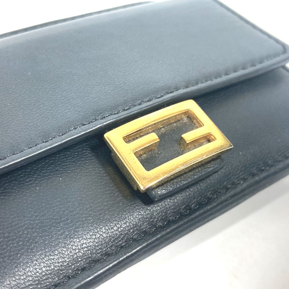 FENDI Card Case 8M0423 leather black name card holder Baguette Card Case Women Used