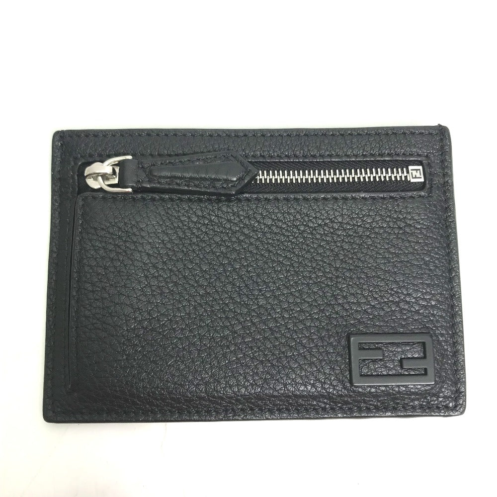 FENDI Coin case 7M0310 leather black Fragment case logo mens Used