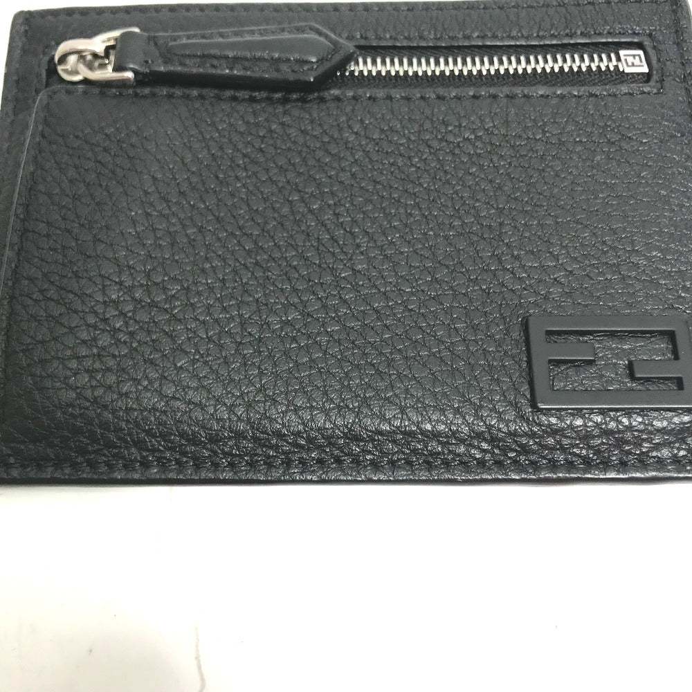 FENDI Coin case 7M0310 leather black Fragment case logo mens Used