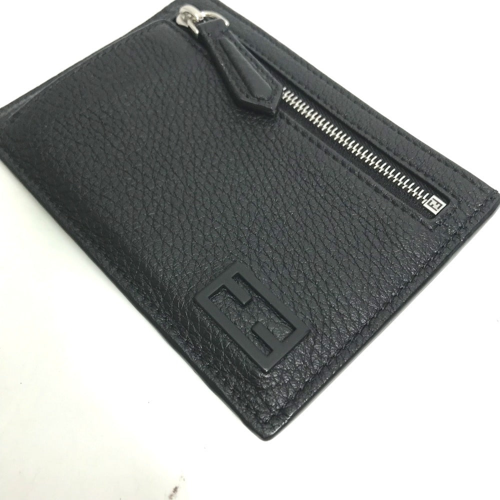 FENDI Coin case 7M0310 leather black Fragment case logo mens Used