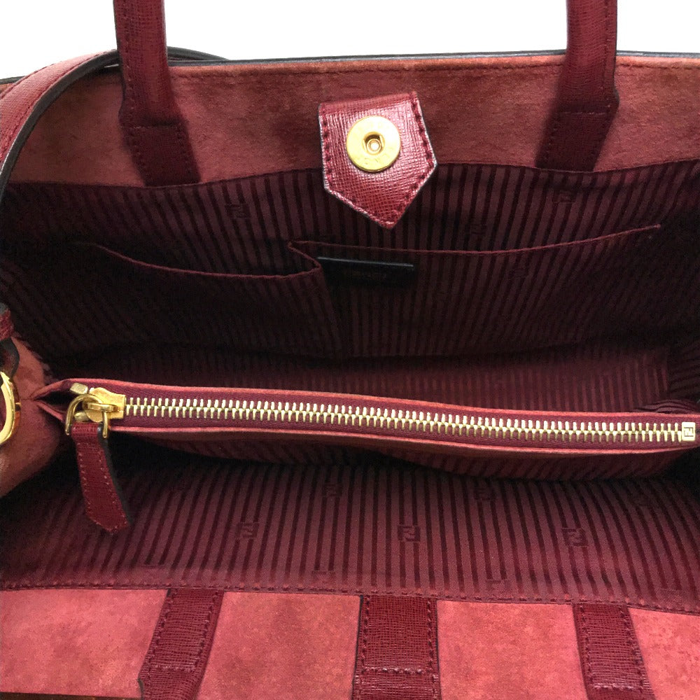 FENDI Handbag 8BH250 leather Dark red To joule Women Used